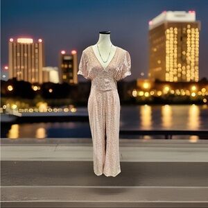NWT Eight Paris Light Pink Jumpsuit with Floral Pattern Women’s Medium